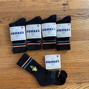 NEW Bombas Tall Socks Black Bundle of 5 Size XS NWT